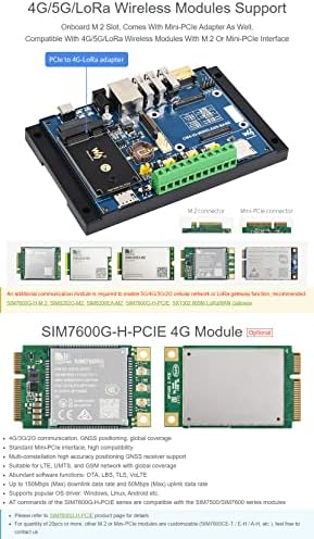 WAVESHARE תעשייתי IOT מודול הרחבה אלחוטית מיועד למודול מחשוב Raspberry Pi Compute 4 עם מתאם חשמל 4G מודול SIM7600G-H-PCIE 12V 2A 2A וכן הלאה