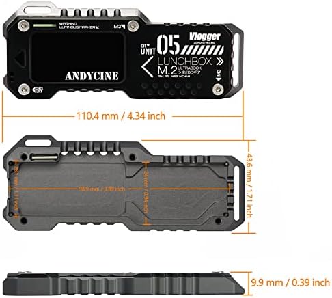 Andycine Brannbox V M.2 SSD NVME & SATA FROSE M.2 מארז עד USB 3.1 GEN 2 10GBPs, תואם למצלמה, מחשב, טלפון נייד ומחשב נייד