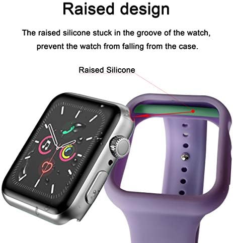 Itecfree תואם להקה של Apple Watch עם Case, רצועת כף היד Silicone Sport Sport Strap עם פגוש מגן עבור אביזרי IWatch SE Series 6 / Series5 / Series 4.