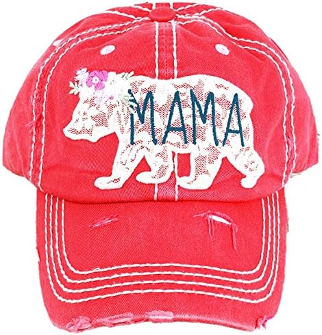 אימא לנשים דוב תחרה שטוף כובע בייסבול וינטג '