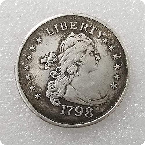 מלאכות עתיקות אמריקאיות 1798 פליז מכסף מצופה כסף ישן כסף מטבע 0017
