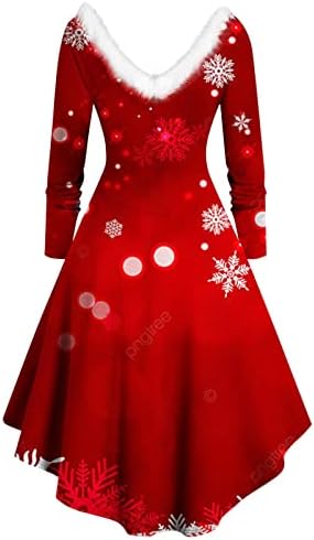 נשים חג המולד חמוד שלג הדפסת התלקחות אונליין שמלות חג המולד קוקטייל מסיבת חג שמלה