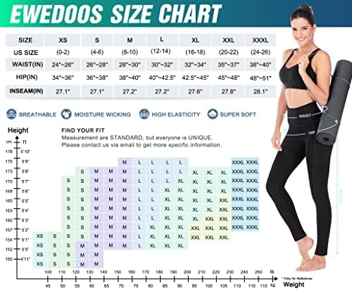 מכנסי יוגה לנשים Ewedoos עם כיסים - חותלות עם כיסים, בקרת בטן מותניים גבוהה ללא מכנסי אימון