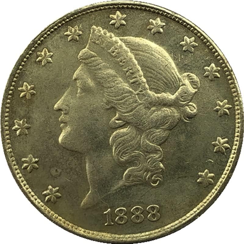 גרסת 1888p אמריקאית 20 מטבע זהב פליז עתיק עתיק מטבע זיכרון זר 34 ממ