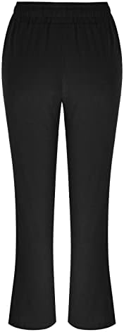 מכנסי רגל ישר לנשים לנשים פשתן קז'ון כותנה חוף כותנה נושכת מכנסי יוגה נוחים בשקיקה.