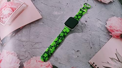 Shamrock Happy St. Patrick's Day Watch להקת התואמת ל- Apple Watch, ארבע להקות עלים עלים רצועות כף היד רצועות סיליקון רכות רצועות מתכווננות לסדרה 7/6/5/4/3/2/1/SE רעיונות למתנות יוניסקס לנשים נשים נשים