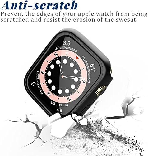 מארז 4 חבילות לסדרת Apple Watch 7 עם מגן מסך זכוכית מחוסמת 75 ממ, דק-דק-דקיק מחשב קשיח כיסוי פגוש אטום הלם עבור iwatch 7 אביזרים