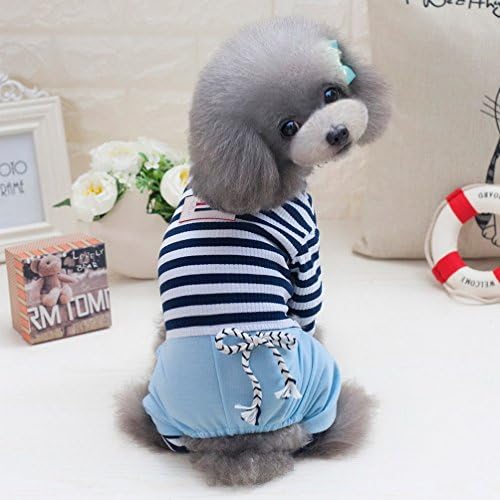 תלבושות של פס סלמאי חיות מחמד לחולצת כלבים קטנה מכנסי ג'ינס עליונים כלבים ללבוש מזדמן פודל צ'יוואווה תלבושות בגדים בגדים לבוש כחול xxl