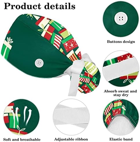 קופסאות מתנה לעץ חג המולד כובע עבודה מתכוונן עם כובע שיער קשת, כובע בופנט עם כפתורים