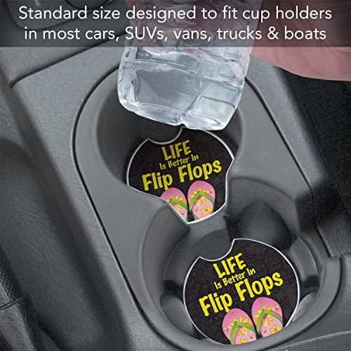 Life Counterart עדיף על כפכפים 1 רכבת אבן סופגת אריזה למחזיק כוס רכב בקוטר 2.6 אינץ 'המיוצר בארצות הברית