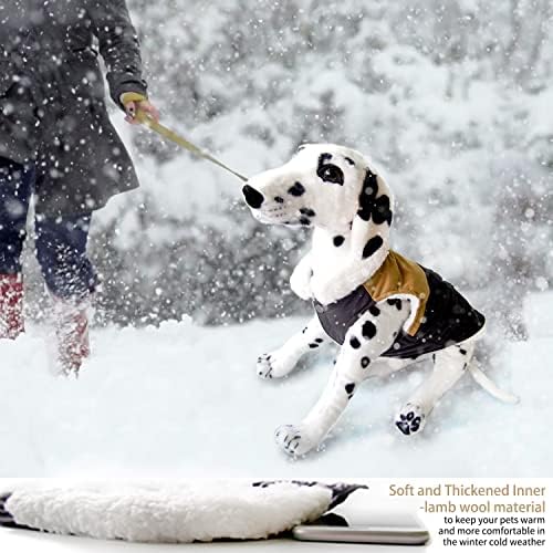 מעיל חורף של כלב מרופד צמר, מעיל בגדי סוודר חיות מחמד עם מזג אוויר קר חמים עם רוח עם כיס לכלבים גדולים בינוניים גדולים