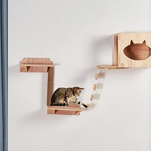 חתול גשר טיפוס מסגרת עץ לחיות מחמד חתול עץ בית מיטת ערסל סיסל גרוד חתול עמיד ריהוט חתול צעצוע קיר רכוב