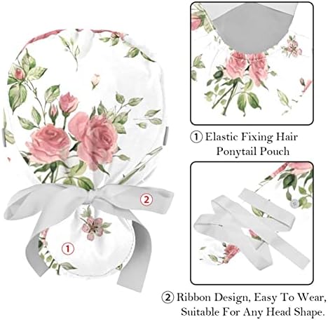 כובע עבודה עם כפתורים של סרט הזיעה עניבת כובעי בופנט אחורי, אמנות פרחים פרחית רטרו