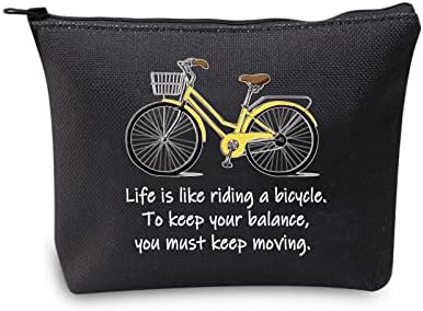 MBMSO מתנות אופניים שקית קוסמטיקה תיק איפור אופניים חיים הם כמו לרכוב על רוכס רוכסן אופניים מתנות לרוכבי אופניים לנשים לארגן תיקי טואלט רכיבה על אופניים