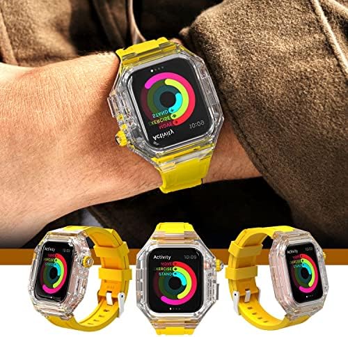 Bholsa להקת מקרה שקופה עבור Apple Watch 8 7 7 ערכת שינוי גומי 45 ממ לסדרת IWatch 6 SE 5 4 44 ממ 41 ממ 40 ממ צמיד ספורט