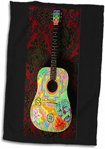 3drose פלורן - מוזיקה - הדפס גיטרה מצוירת ביד בצבעי בר - מגבות