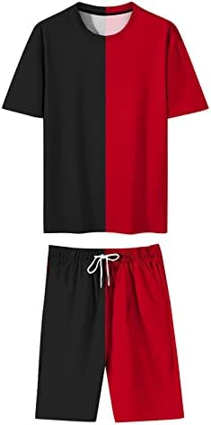 Zhuyou Mens 2 חלקים תלבושות ספורט קיץ מזדמנים שרוול קצר רופף חולצה מכנסי אימון קצרים הגדר חליפות קלילות קלילות משקל קלות