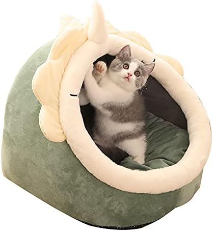 קטן חתול מיטת מערת בית-2-ב-1 מתקפל חתול מיטת בית חתול אוהל עם החלקה תחתון חם רך נוח מקורה חצי סגור לחיות מחמד מיטת שינה בית