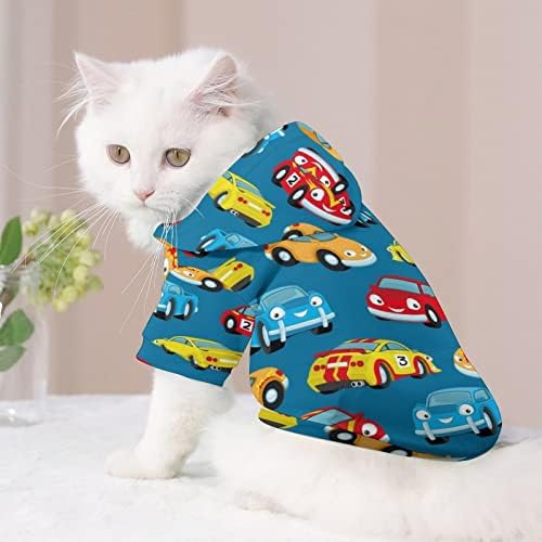 מכוניות צבעוניות חמודות קפוצ'ון חיות מחמד סווטשירט עם ברדס עם כובע לחתול כלב תלבושת גור כלב מתנה מודפסת חמודה
