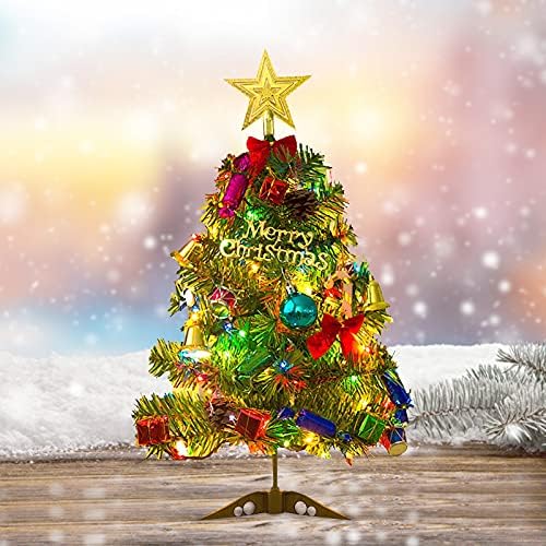 צבע מואר עם תאורת LED לחג המולד עץ חג המולד שולחן עבודה מיני עץ חג המולד עץ מלאכותי אורנים עיצוב הבית סט קישוט חמוד