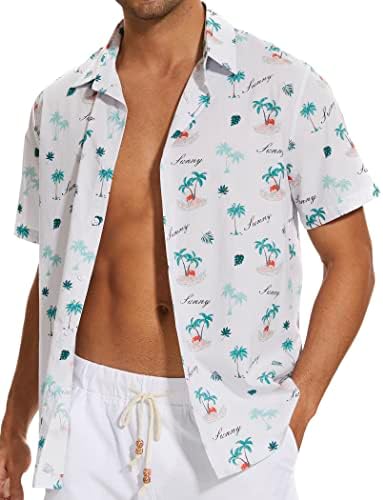 חולצת הוואי הגברים של זאפול כותנה כותנה שרוול קצר כפתור במורד חולצות חוף טרופיות בקיץ