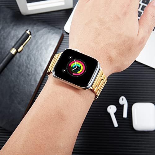Binlun תואם להקת Apple Watch 44 ממ 45 ממ רצועת מטאל מט ללהקות IWatch סדרה 8 7 SE2 SE 6 5 4 זהב