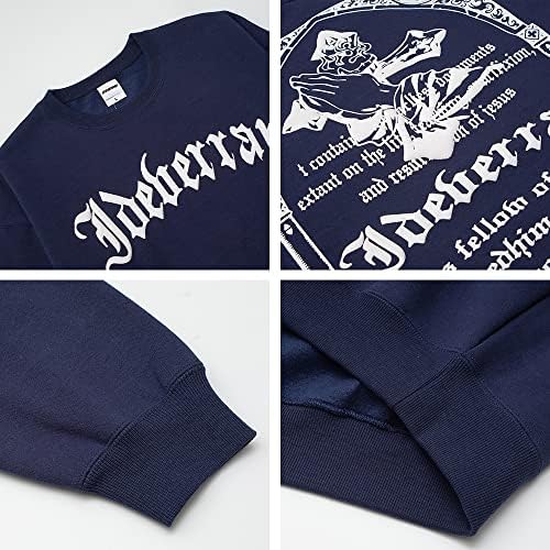 Ideverray Mens Crew Neck Stepshirts סוודרים סוודרים - סווטשירט פליס כותנה לגברים - שרוול ארוך רופף עיצוב התאמה