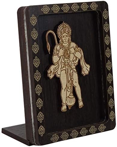 Indianbeautifulart Lord Panchmukhi Hanuman קלטת דו צדדית דקורטיבית מסגרת עץ דקורטיבית לוח מחוונים