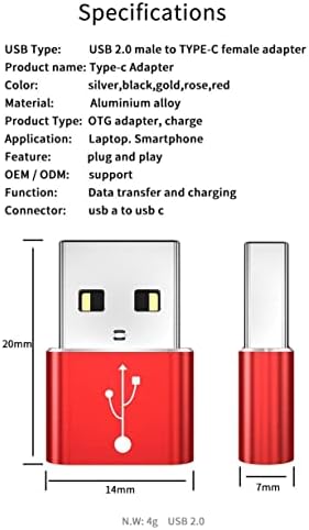 מתאם גלי תיבה התואם ל- OANGCC אנדרואיד 10 טבליות TAB_A6-USB-A TO C PORTCHANGER, USB TYPE-C OTG USB-A המרת נתוני טעינה-מכסף מתכתי