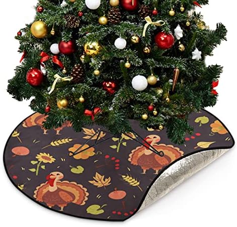 דפוס ציפורי טורקיה חג המולד חג המולד עץ מחצלת מחצלת חצאית אטומה למים, קציר עלי סתיו מחצלת עץ עץ לכל האירועים ציוד לשנה החדשה קישוטים למסיבות חג קישוטים