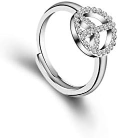 צבעוני בלינג השראה שלום סימן הצהרת טבעת מתכוונן קריסטל אהבת שלום טבעות לנשים גברים 60-70 היפי תכשיטים