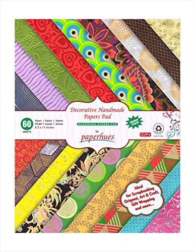PaperHues ניירות אלבום דקורטיביים 8.5x11 כרית, 60 גיליונות, צבעים שונים.