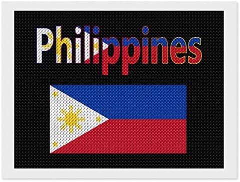 ערכות ציור יהלומים של דגל הפיליפינים 5 ד 'עשה זאת בעצמך תרגיל מלא ריינסטון ארטס וול דקור למבוגרים 8איקס 12