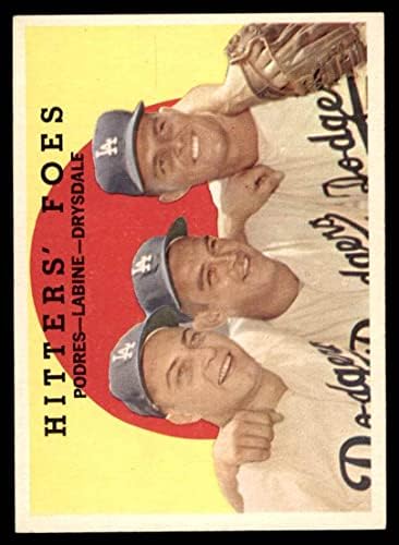 1959 Topps 262 אויב של Hitters Don Drysdale/Clem Labine/Johnny Podres Los Angeles Dodgers NM Dodgers