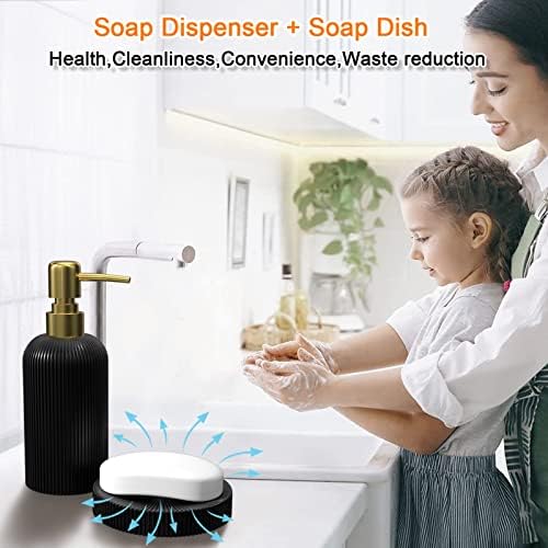 סט אביזרים לאמבטיה של LKKL סט 6 מחשבים -אמבטיה של חדר אמבטיה שלמים עם מתקן סבון, מחזיק מברשת שיניים, כוס שטיפה, צלחת סבון, מיכלי ספוגית כותנה -לעיצוב אמבטיה וארגון