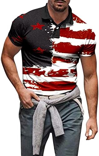 4 ביולי חולצות לגברים מצחיק, גברים פטריוטי פולו גולף חולצות 4 ביולי אמריקאי דגל קצר שרוול חולצה