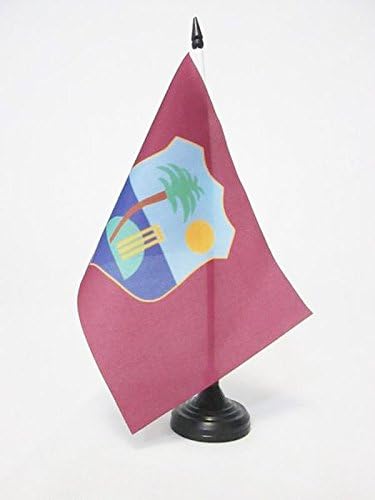 דגל AZ דגל מערב הודו מערבית דגל 5 '' x 8 '' - דגל שולחן ווינדיס 21 x 14 סמ - מקל פלסטיק שחור ובסיס