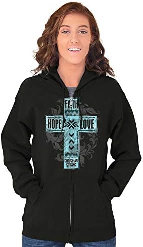 אמונה תקווה אהבה חוצה סווטשירט קפוצ'ירט קפוצ'ור נוצרי נשים