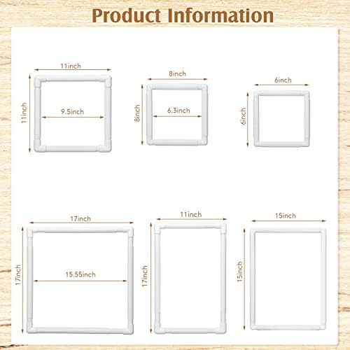6 יחידות חישוק רקמה מרובעת פלסטיק תפר צלב לבן חישוק קליפ תפירה מסגרת הצמד מסגרת חישוק תפר צלב עשה זאת בעצמך אספקת ציור משי תפירה רקמה כלי 6 על 68 על 811 על 1111 על 1717 על 1711 על 15