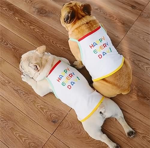 כלב בגדי קיץ גור חולצה חמודה מאושרת כל יום קשת הדפס כלבים אפוד