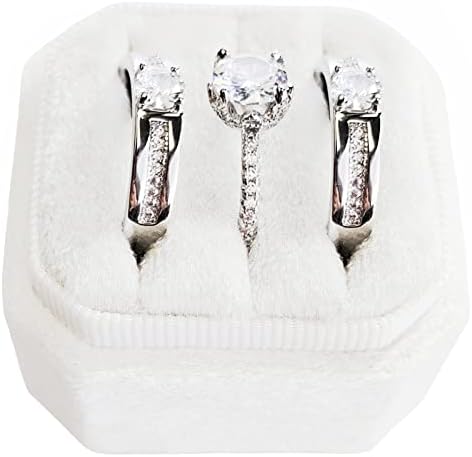 קופסת טבעת אוקטגון לטקס חתונה-עתיקות עתיקות 3 חריצים קופסת טבעת טבעת קופסת וינטג