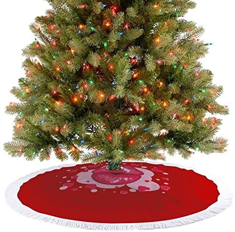חצאית עץ חג המולד של אהבה-נשיקה לקישוטים למסיבות חג עם תחרה ציצית