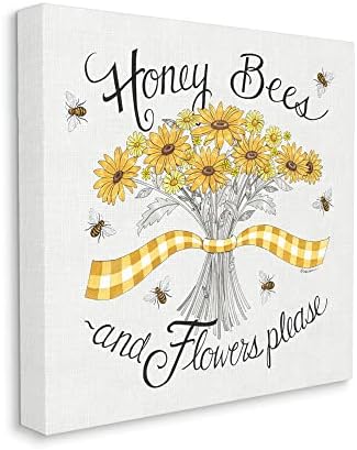 תעשיות סטופל פרחי דבורי דבש בבקשה ביטוי חינניות צהובות וינטג ' אמנות קיר בד, 24 על 24