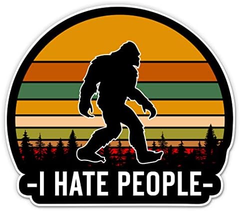 Bigfoot אני שונא אנשים מדבקת אנשים - מדבקת מחשב נייד 3 אינץ ' - ויניל אטום למים לרכב, טלפון, בקבוק מים - מצחיק יטי ססקאץ' מדבקות
