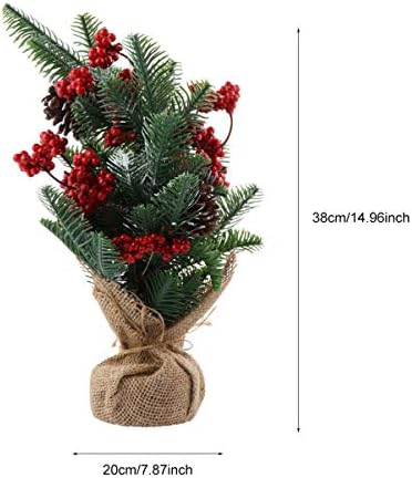 עץ חג המולד המלאכותי של Nuobestial עם קישוט פירות יער שולחן שולחן עצים סיסל לחג חג המולד מרכז שולחן עיצוב הבית