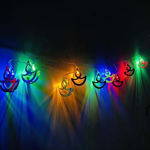 Rakeu Elodieau 10ft Multi Color אורות מיתר דיוואלי, 20 LED Fairy Diya וילון אור, אורות מיתר חלונות לדיוואלי, למסיבת חתונה דיוואלי מקורה אורות חדר שינה חיצוניים קישוט
