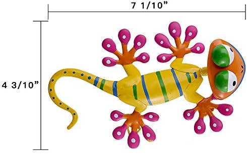 כן 4 חבילות שממיות מתכתיות אמנות קיר מעוררת השראה, עיצוב קיר חיצוני מקסיקני עם ראש רועד, פסלי קיר לטאה ופסלים לבית החווה, המרפסת, הפטיו, הדשא, הגדר, החצר האחורית