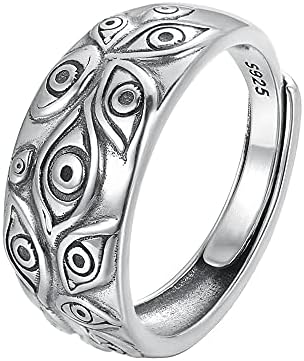 925 סטרלינג כסף טבעת, עין רעה טבעות לנשים מזל הצהרת טבעת עין של אלוהים טבעות לגברים אירוסין מתכוונן טבעות נשים תכשיטי מתנות בשבילה