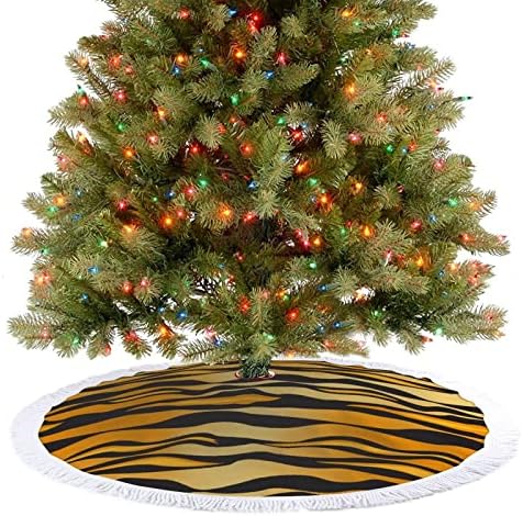 חצאית עץ חג המולד של דפוס טייגר וקטור לחג המולד לקישוטים למסיבות חג עם תחרה ציצית