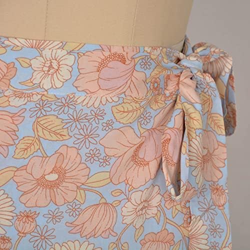 חצאית Lcziwo Boho לנשים עוטפים שחגול פרחים מודפסים חוף חוף פרח